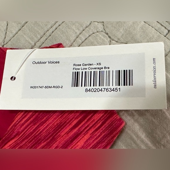 NWT Outdoor Voices Flow Low Coverage Bra XS Rose Garden - Picture 5 of 6